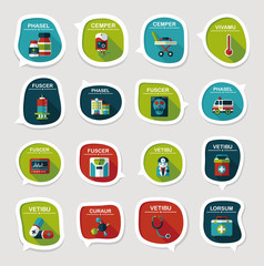 hospital bubble speech banner design flat background set, eps10