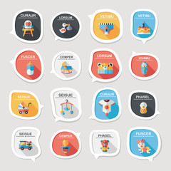 baby bubble speech banner design flat background set, eps10