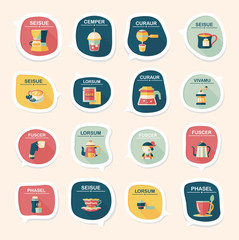 Coffee bubble speech flat banner design flat background set, eps