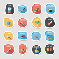 Kitchenware bubble speech flat banner design background set, eps