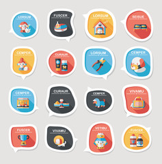 Pet bubble speech flat banner design background set, eps10