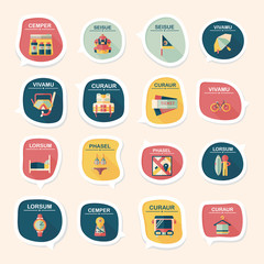 Travel bubble speech banner design flat background set, eps10