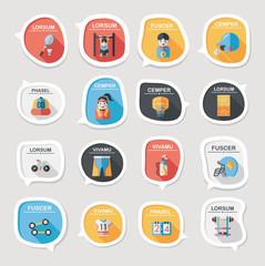 Sport speech bubble flat banner design background set, eps10