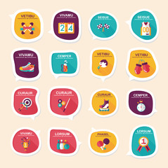 Sport speech bubble flat banner design background set, eps10