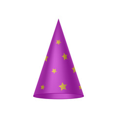 Fototapeta premium Purple sorcerer hat with golden stars
