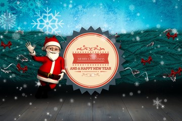 Composite image of cute cartoon santa claus