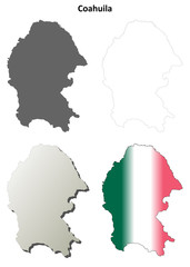 Coahuila blank outline map set