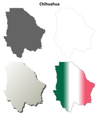 Chihuahua blank outline map set