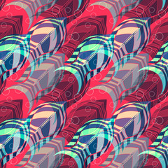 Vector seamless pattern with fish and bubbles