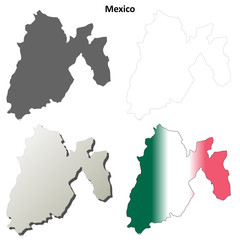 Mexico state blank outline map set