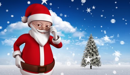Composite image of cute cartoon santa claus