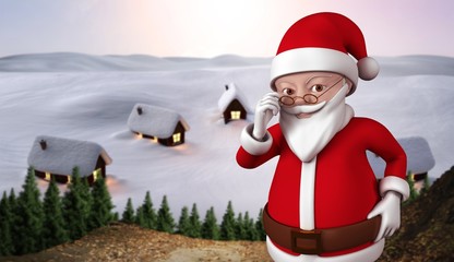 Composite image of cute cartoon santa claus