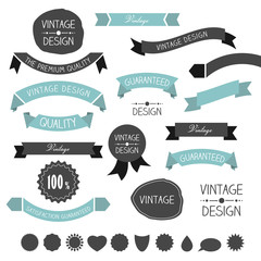 Set of simply flat vintage ribbons. Vector.