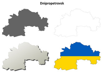 Obraz premium Dnipropetrovsk blank outline map set