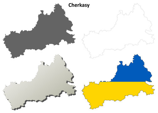 Cherkasy blank outline map set