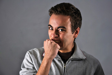 young man with angry expression