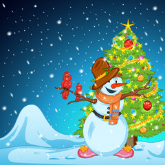 Snowman during holy Christmas