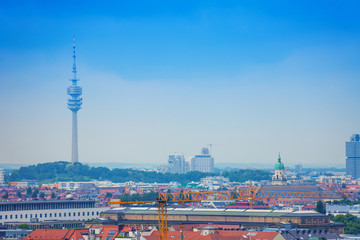 Obraz premium The Olympic Tower in Munich, Bavaria, Germany