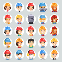 Fototapeta premium Builders Cartoon Characters Icons Set1.2