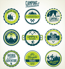 Set of vintage outdoor camp badges