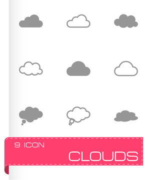 Vector black clouds  icons set