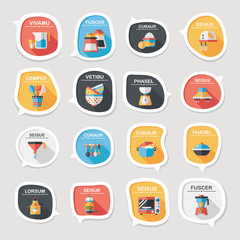 Kitchenware bubble speech flat banner design background set, eps