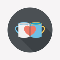 Valentine's day cup flat icon with long shadow,eps10