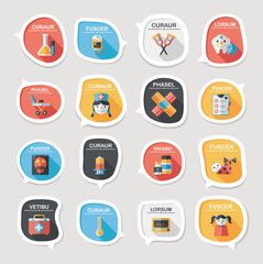 hospital bubble speech banner design flat background set, eps10