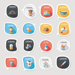 baby bubble speech banner design flat background set, eps10