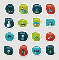 Birthday bubble speech banner design flat background set, eps10