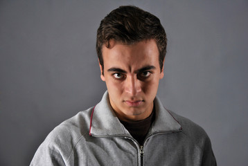 young man with angry expression