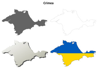 Crimea blank outline map set - Ukrainian version