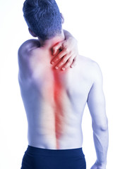 Man with spine pain on back