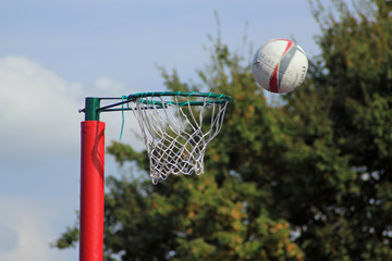 Shot of a net ball going into the net