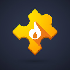 Puzzle piece icon with a flame