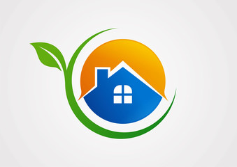 home ecology logo corporate circle sun logo Isolated
