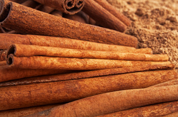 Cinnamon sticks and ground cinnamon