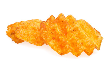 Potato chips with pepper isolated on white background