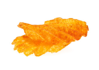 Fototapeta premium Potato chips with pepper isolated on white background