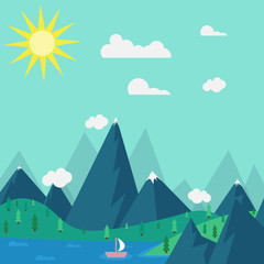 natural landscape in the style of flat
