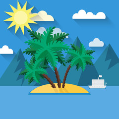 Summer landscape in flat style