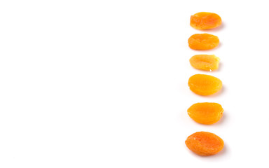 Dried apricot fruit over white background