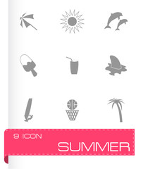 Vector black summer icons set
