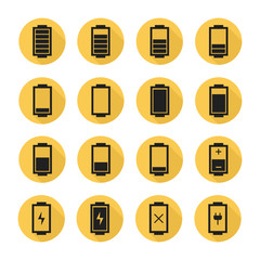 Battery web icons,symbol,sign in flat style with long shadow.