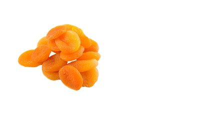 Dried apricot fruit over white background