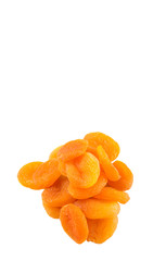 Dried apricot fruit over white background