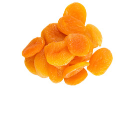 Dried apricot fruit over white background