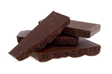 Porous dark chocolate, close-up