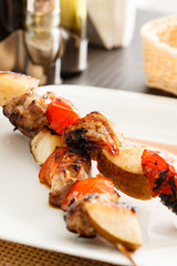 kebab with  pork and pears