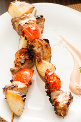 kebab with  pork and pears